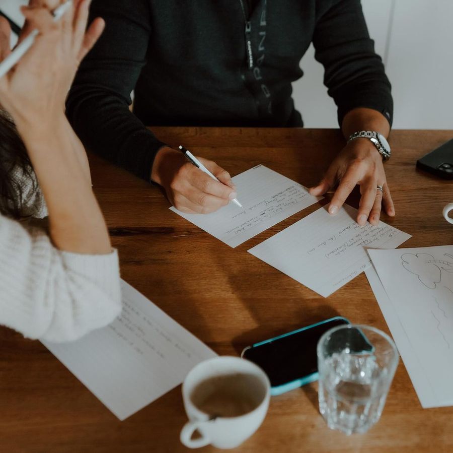 Taking notes together across a table